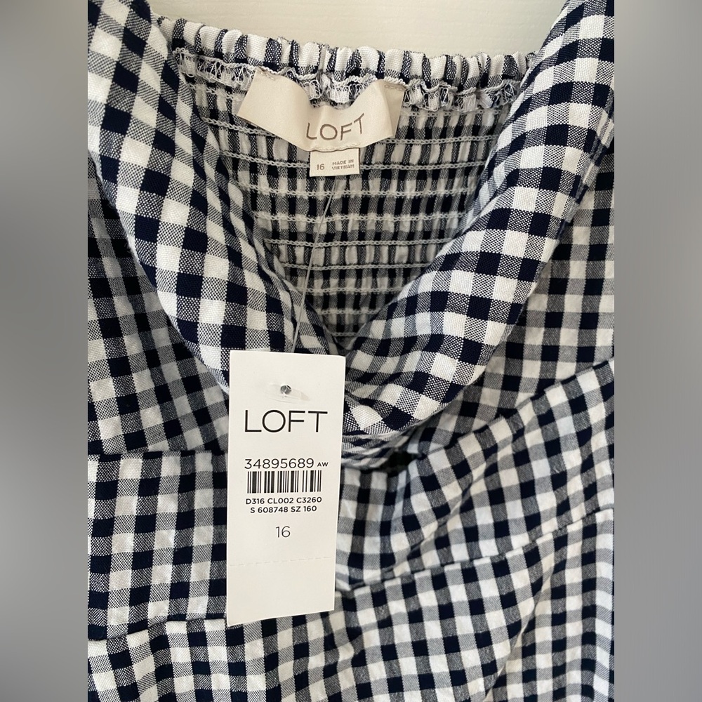 NWT Loft Gingham Twist Cutout Cami Dress Size 16 - Picture 5 of 5